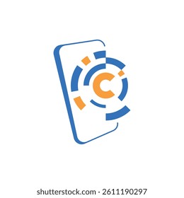 Smartphone and patent logo. Vector