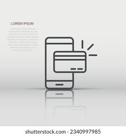 Smartphone paying icon in flat style. Nfc credit card vector illustration on white isolated background. Banking business concept.