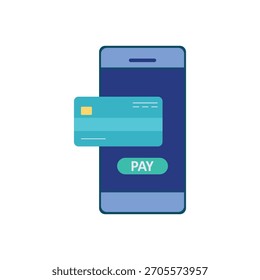 Smartphone-Zahlung flach Abbildung. Mobile Banking-Konzept. Einfaches Vektordesign. Moderner geometrischer Stil für Fintech-Anwendungen.