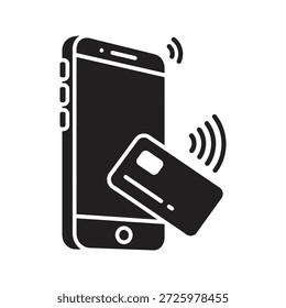 Smartphone payment icon with card for mobile banking and nfc technology a symbol for contactless transaction and digital wallet money transfer