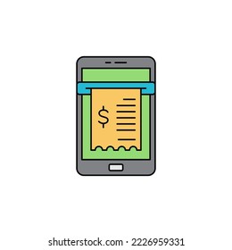 Icono de recepción de pago de Smartphone en color, aislado en fondo blanco 
