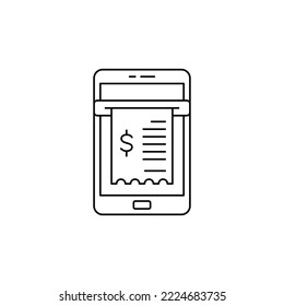 Smartphone payment receipt icon in line style icon, isolated on white background