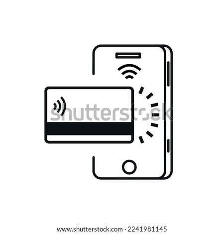 Smartphone payment technology, financial concept, line icon.
