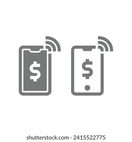 Smartphone-Zahlung, Vektorsymbol. Telefon-Online-Banking-Symbol.