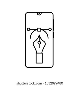 Smartphone pen edit tool icon. Simple line, outline vector of smartphone icons for ui and ux, website or mobile application