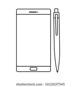 smartphone with pen isolated icon vector illustration design
