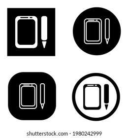 Smartphone and pen set icon. can be used for logo use. flat vector icon for any purpose