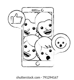 smartphone people talking hand like and emoticon surprise