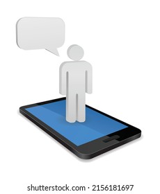 smartphone with person and speech bubble 3d icon