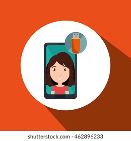 smartphone person tecnology usb vector illustration graphic