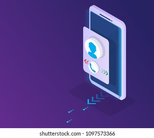 smartphone with personal information contact vector isometric