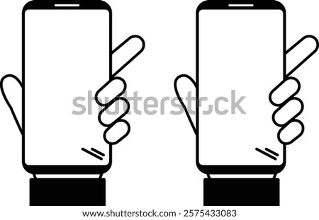 Smartphone and person's hand icon set
