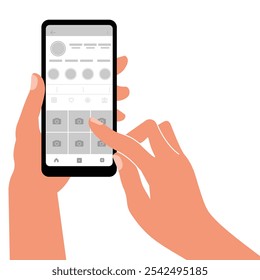 A smartphone in a person's hand. A mobile device with a screen in a person's grasp.
