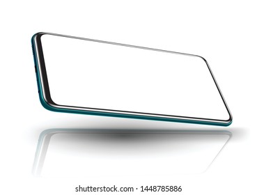 Smartphone perspective mockup black and white colour realistic mobile phone easy place demo on screen vector illustration for printing game advertising promotion element.