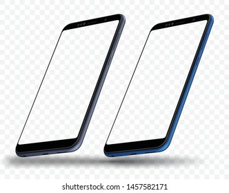 Smartphone perspective mockup easy place demo on screen. Vector illustration for printing game advertising promotion.