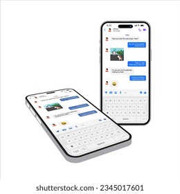 Smartphone Perspective View. Message Bubble Chats for Smartphones with Vector Chat Boxes Designed for Mobile Messaging Applications. Vector.