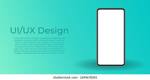 Smartphone perspective view mockup. Smartphone blank screen vector illustration. Template for infographics or presentation UI design interface