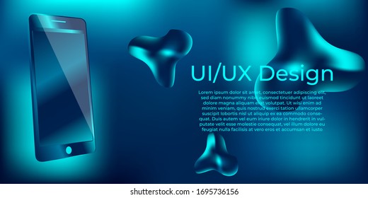 Smartphone perspective view mockupwith abstract liquid. Smartphone blank screen vector illustration. Template for infographics or presentation UI design interface