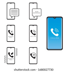Smartphone - Phone Call Notification Vector Illustrations