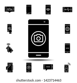 smartphone, phone, camera icon. Simple glyph, flat vector element of Smartphone icons set for UI and UX, website or mobile application