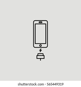 Smartphone Phone Charge Outline Vector Icon