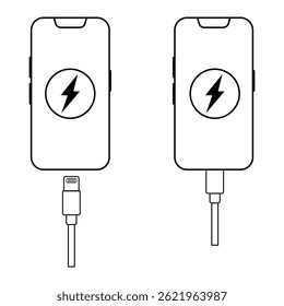 Smartphone Phone Charging vector, Outline Icon. Charging phone icon, Battery load icon. vector illustration. 