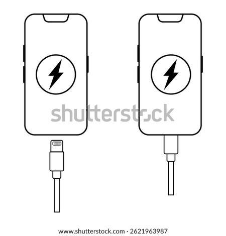 Smartphone Phone Charging vector, Outline Icon. Charging phone icon, Battery load icon. vector illustration. 