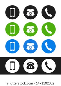 Smartphone, phone, handset icon. Vector phone icons, signs, symbols isolated on white background.