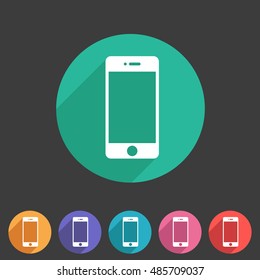 smartphone phone icon flat web sign symbol logo label set