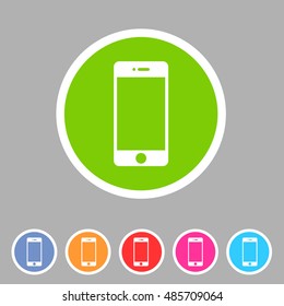 smartphone phone icon flat web sign symbol logo label set