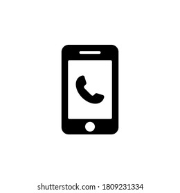 smartphone with phone icon symbol vector on white background