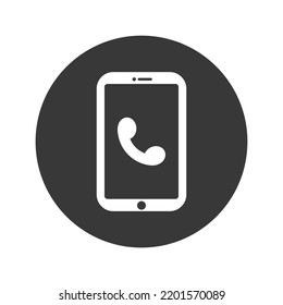 Smartphone with phone icon. Telephone call sign. Contact icon phone mobile call. Contact us. Contact us symbol. Vector illustration icon design