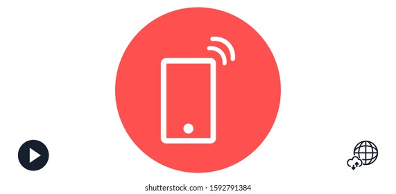 Smartphone in phone icon touch screen background. 