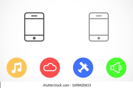 Smartphone en el icono de teléfono fondo pantalla táctil de fondo. Icono de teléfono de ilustración vectorial de Smartphone eps10. Plantilla de diseño de iconos de teléfonos móviles.