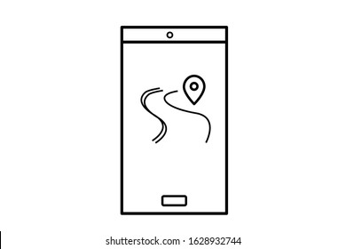 smartphone, phone, location. Simple thin line, outline vector of Smartphone icon.