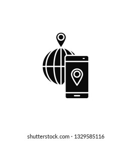 smartphone, phone, locationicon. Simple glyph, flat vector of smartphone icons for UI and UX, website or mobile application