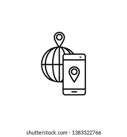 smartphone, phone, locationicon. Simple thin line, outline vector of Smartphone icons for UI and UX, website or mobile application