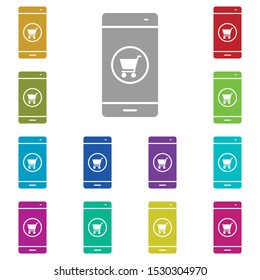 Smartphone, phone, online shopmulti color icon. Simple glyph, flat vector of smartphone icons for ui and ux, website or mobile application