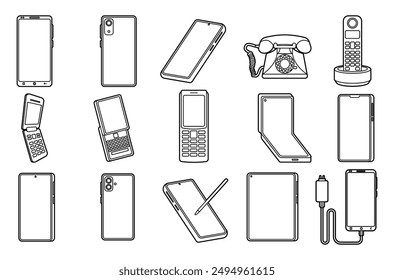 Smartphone phone outline vector set illustration