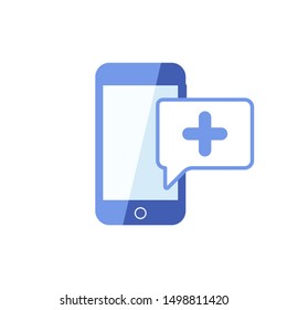 Smartphone or phone receiving message icon with add sign, new, plus, positive symbol