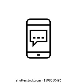 Smartphone or phone receiving message icon symbol vector illustration, SMS icon in outline style on white background,