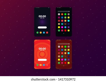 Smartphone Phone Screens Generic Layout Mock Up User Interface User Experience UI Vector Illustration