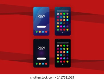 Smartphone Phone Screens Generic Layout Mock Up User Interface User Experience UI Vector Illustration
