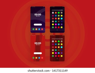 Smartphone Phone Screens Generic Layout Mock Up User Interface User Experience UI Vector Illustration