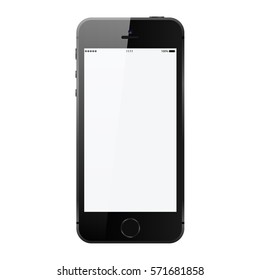 Smartphone in phone style black color with blank touch screen isolated on white background vector illustration