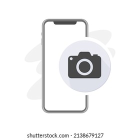 Smartphone Photo Album Icon, Photography Camera Grey Icon, Mobile Phone Photo Book, Take A Pic, Selfie Vector Illustration