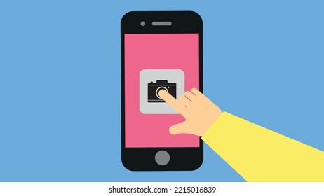 Smartphone with photo button on screen, illustration