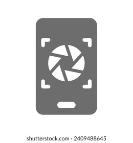 Icono de vector de smartphone y cámara de fotos. Símbolo de imagen del teléfono.