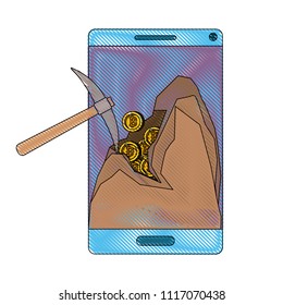 smartphone with pick mining bitcoin commerce