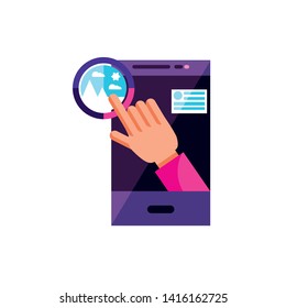 smartphone with picture application vector ilustration